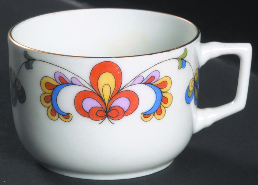 Farmer's Rose (Rim, Gold Trim) Flat Demitasse Cup by Porsgrund-1