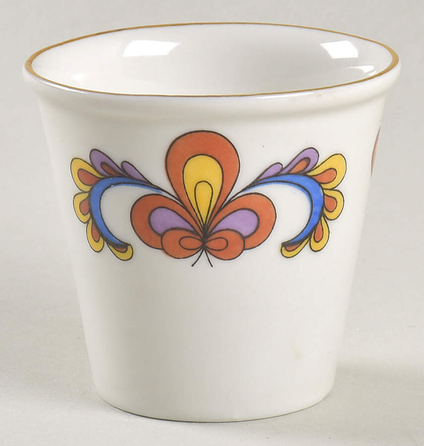 Farmer's Rose (Rim, Gold Trim) Oyster Cocktail Sauce Cup by Porsgrund-1