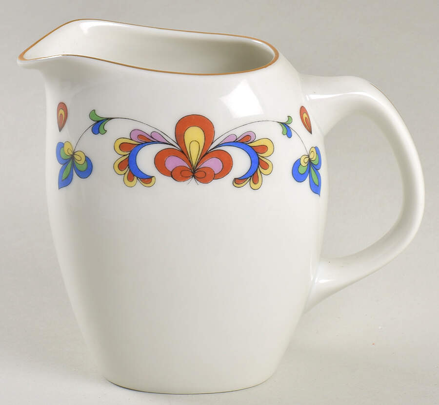 Farmer's Rose (Rim, Gold Trim) Creamer by Porsgrund-1