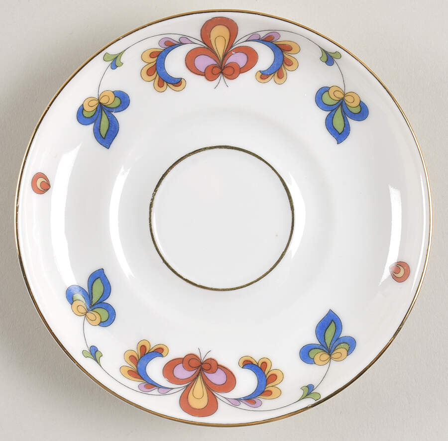 Farmer's Rose (Rim, Gold Trim) Saucer for Flat Cup by Porsgrund-1