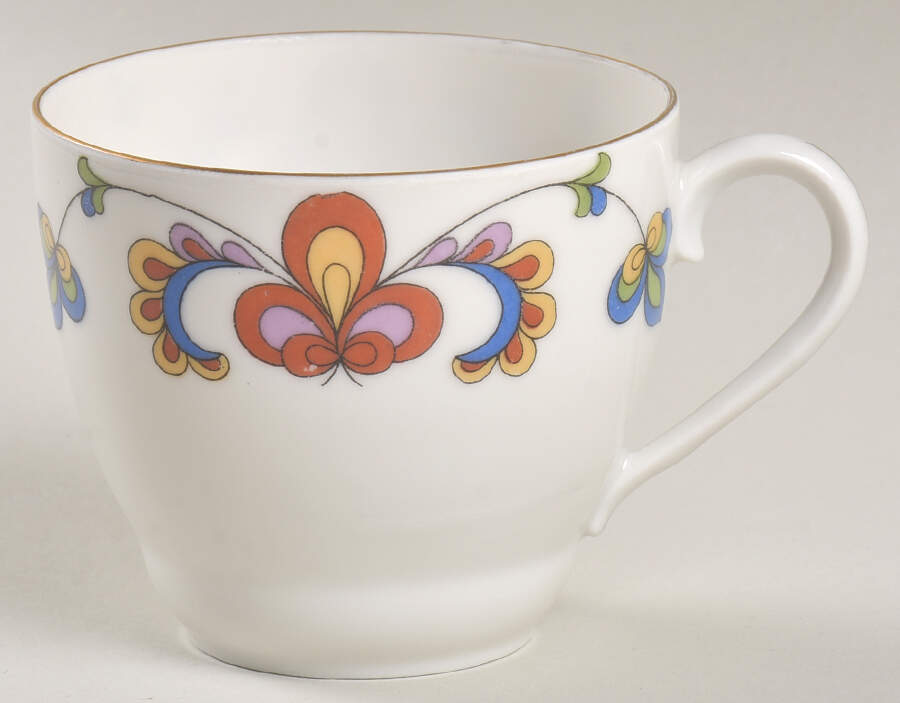 Farmer's Rose (Rim, Gold Trim) Flat Cup by Porsgrund-1