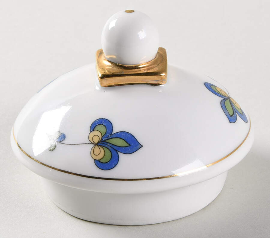 Farmer's Rose (Rim, Gold Trim) Lid for Coffee Pot by Porsgrund-1