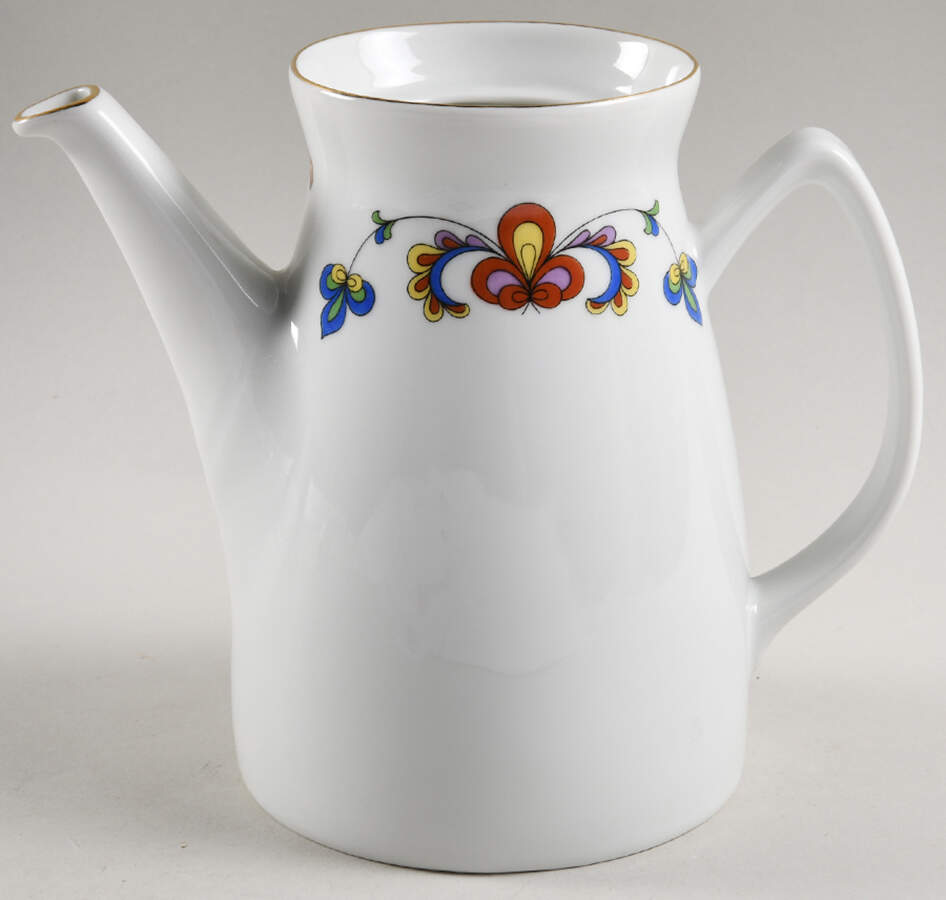 Farmer's Rose (Rim, Gold Trim) Coffee Pot No Lid by Porsgrund-1