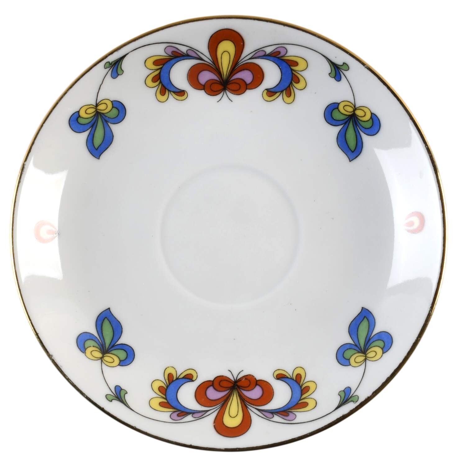 Farmer's Rose (Rim, Gold Trim) Saucer for Flat Cup by Porsgrund-1