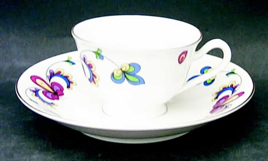 Farmer's Rose (Rim, Gold Trim) Footed Demitasse Cup & Saucer Set by Porsgrund-1
