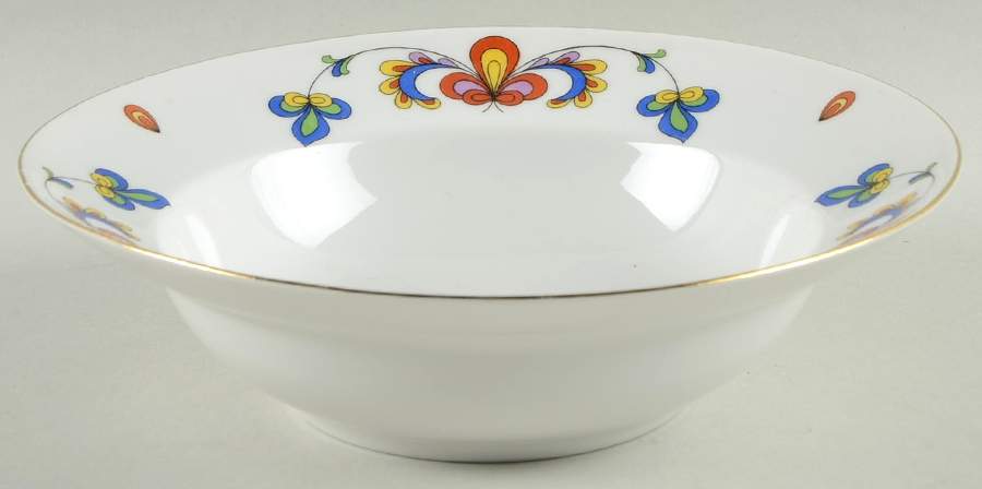 Farmer's Rose (Rim, Gold Trim) Rim Soup Bowl by Porsgrund-1