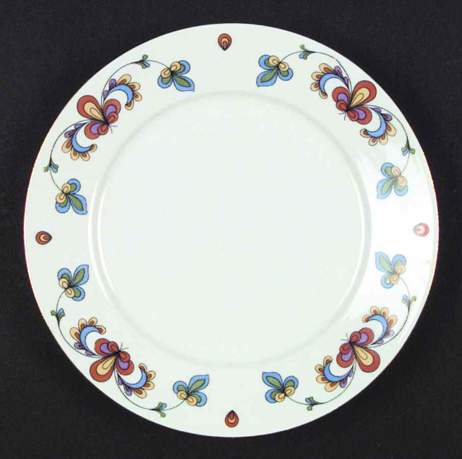 Farmer's Rose (Rim, Gold Trim) Luncheon Plate by Porsgrund-1