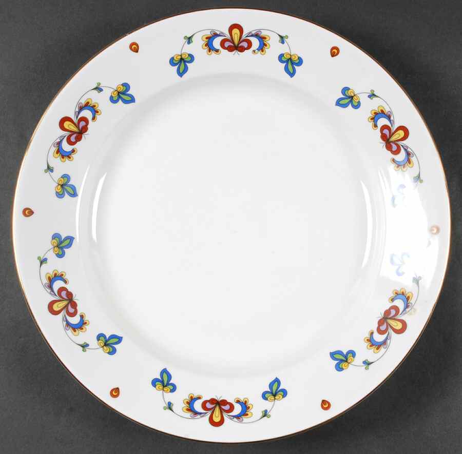 Farmer's Rose (Rim, Gold Trim) 12" Chop Plate (Round Platter) by Porsgrund-1