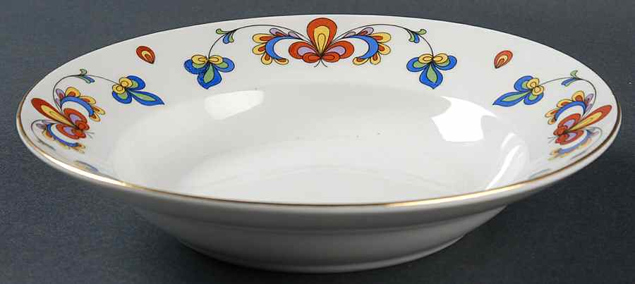 Farmer's Rose (Rim, Gold Trim) Rim Soup Bowl by Porsgrund-1