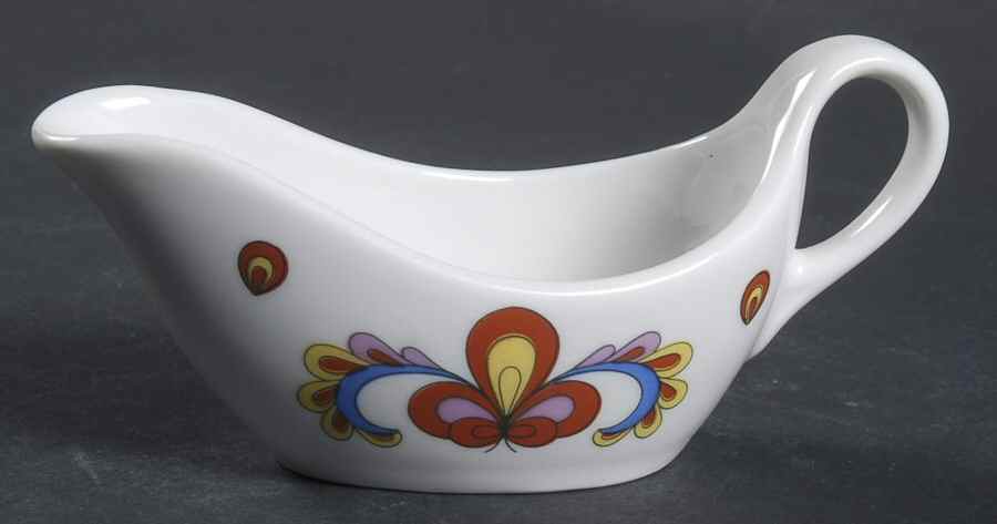 Farmer's Rose (Rim, Gold Trim) Individual Gravy Boat by Porsgrund-1