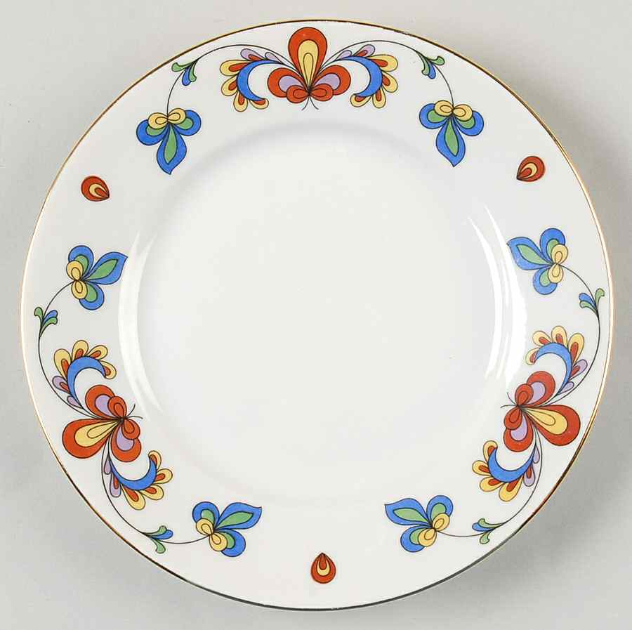 Farmer's Rose (Rim, Gold Trim) Bread & Butter Plate by Porsgrund-1