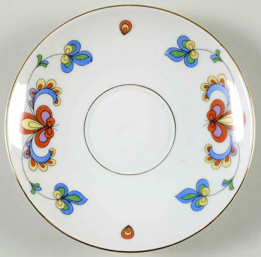 Farmer's Rose (Rim, Gold Trim) Saucer by Porsgrund-1