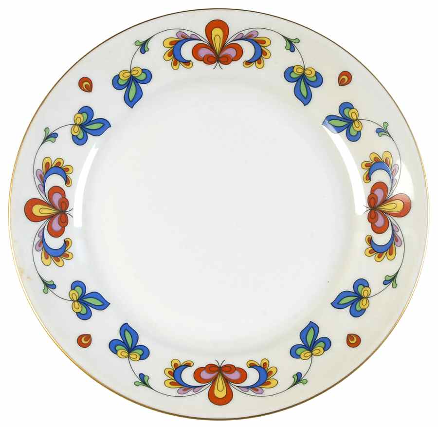 Farmer's Rose (Rim, Gold Trim) Salad Plate by Porsgrund-1