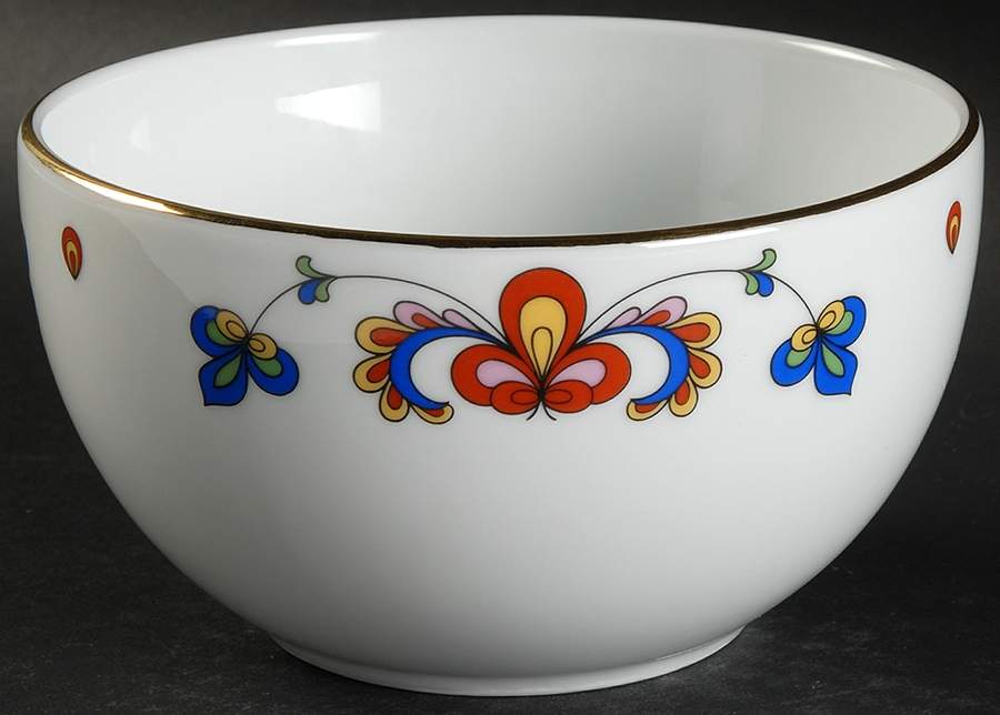Farmer's Rose (Rim, Gold Trim) 5" Round Serving Bowl by Porsgrund-1
