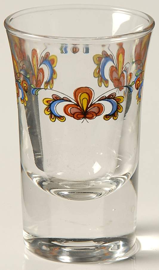 Farmer's Rose (Rim, Gold Trim) Glassware Shot Glass by Porsgrund-1