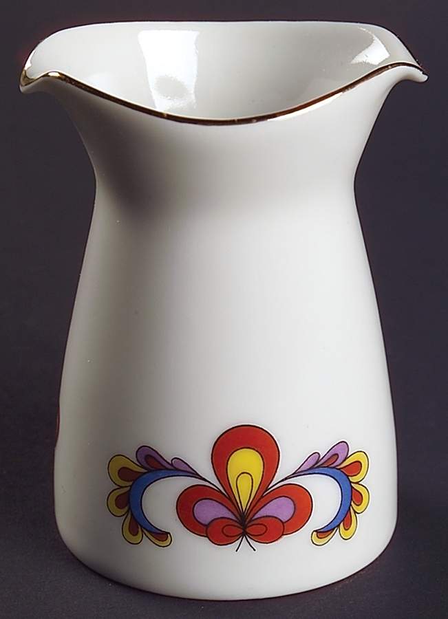 Farmer's Rose (Rim, Gold Trim) Creamer by Porsgrund-1