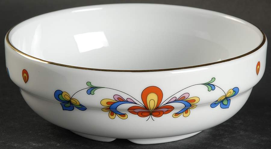 Farmer's Rose (Rim, Gold Trim) Fruit/Dessert (Sauce) Bowl by Porsgrund-1
