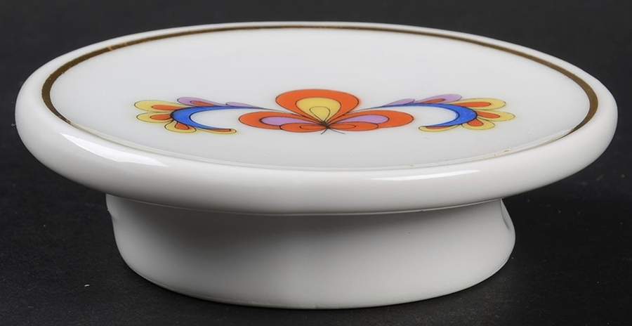 Farmer's Rose (Rim, Gold Trim) Lid for Individual Bowl by Porsgrund-1
