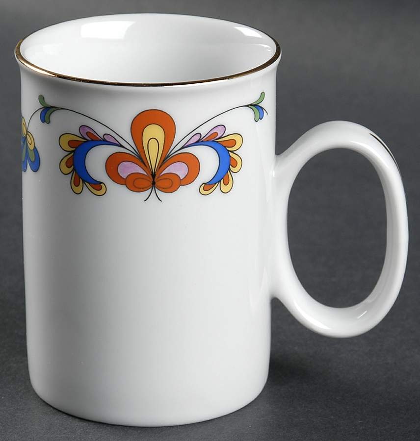 Farmer's Rose (Rim, Gold Trim) Mug by Porsgrund-1