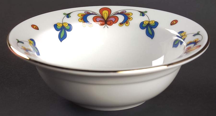 Farmer's Rose (Rim, Gold Trim) Coupe Cereal Bowl by Porsgrund-1