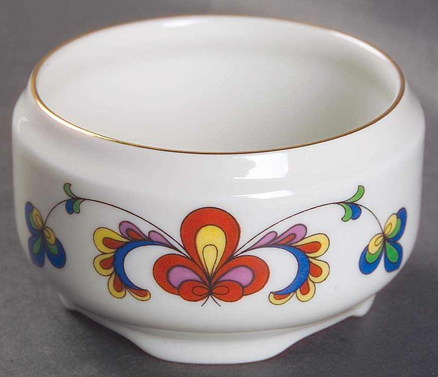 Farmer's Rose (Rim, Gold Trim) Mini Open Sugar Bowl by Porsgrund-1