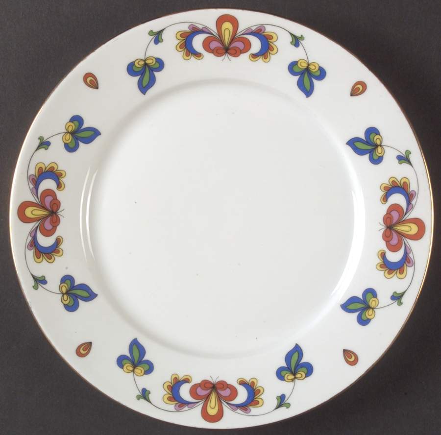 Farmer's Rose (Rim, Gold Trim) Salad Plate by Porsgrund-1