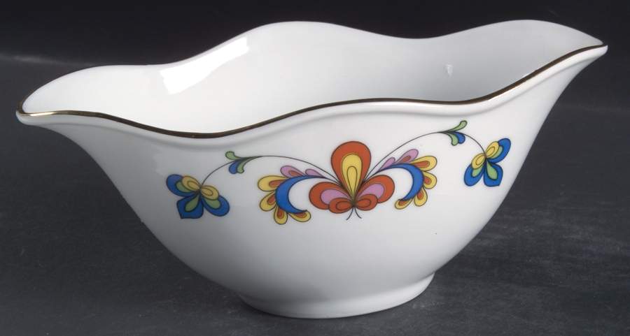 Farmer's Rose (Rim, Gold Trim) Open Sauce Boat by Porsgrund-1