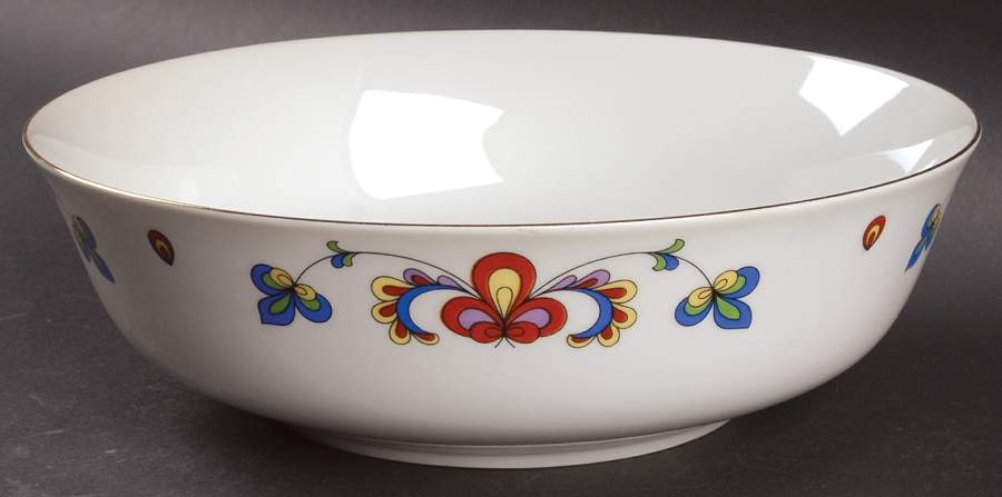 Farmer's Rose (Rim, Gold Trim) 8" Round Vegetable Bowl by Porsgrund-1