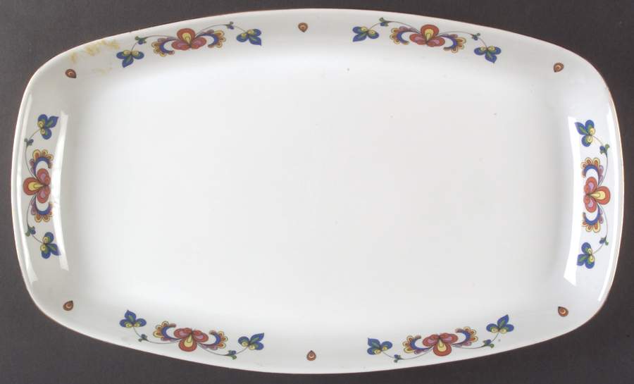 Farmer's Rose (Rim, Gold Trim) 16" Oval Serving Platter by Porsgrund-1