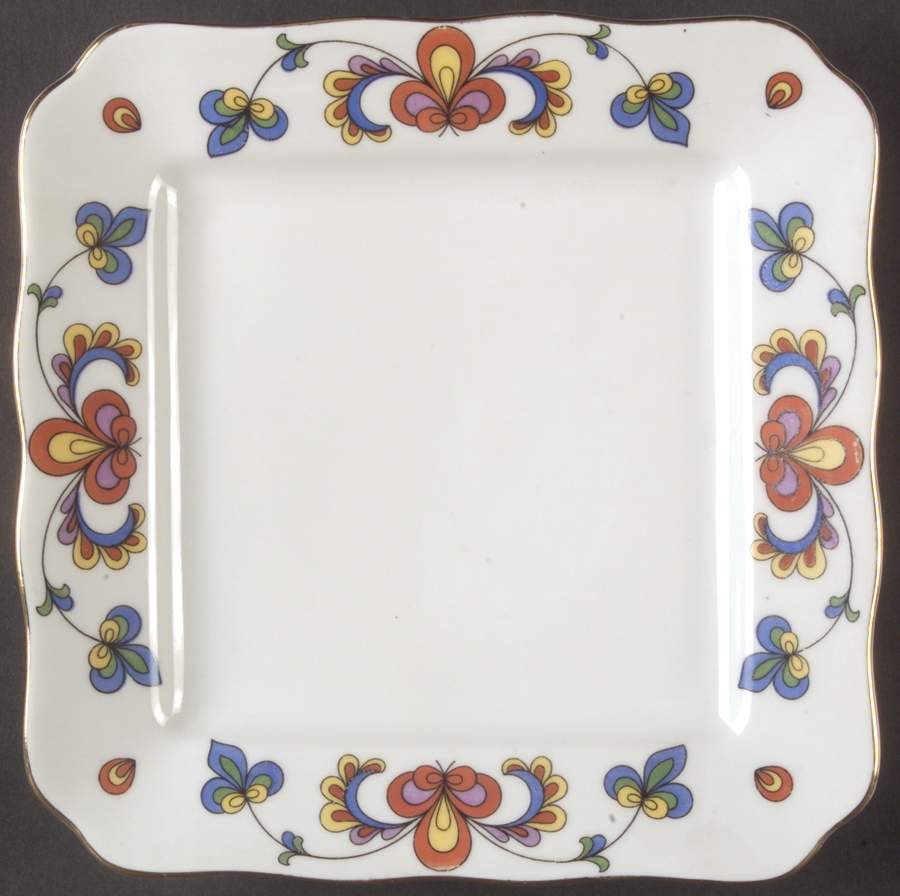 Farmer's Rose (Rim, Gold Trim) Hors d'Oeuvres Dish by Porsgrund-1