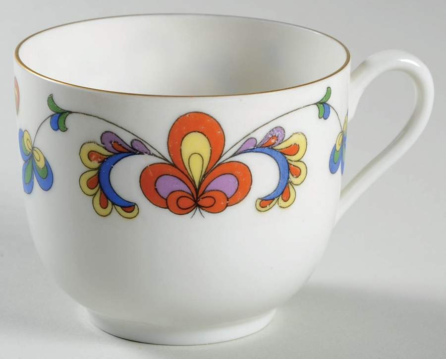 Farmer's Rose (Rim, Gold Trim) Footed Cup by Porsgrund-1