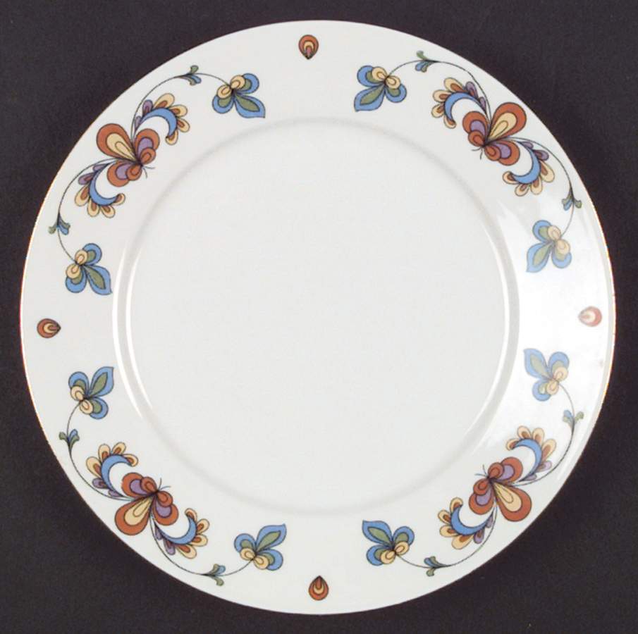 Farmer's Rose (Rim, Gold Trim) Dinner Plate by Porsgrund-1