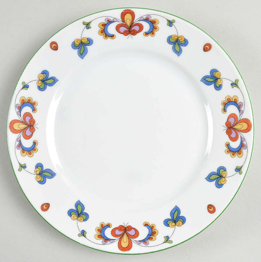 Farmer's Rose (Green Trim) Salad Plate by Porsgrund-1