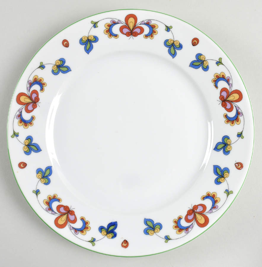 Farmer's Rose (Green Trim) Dinner Plate by Porsgrund-1