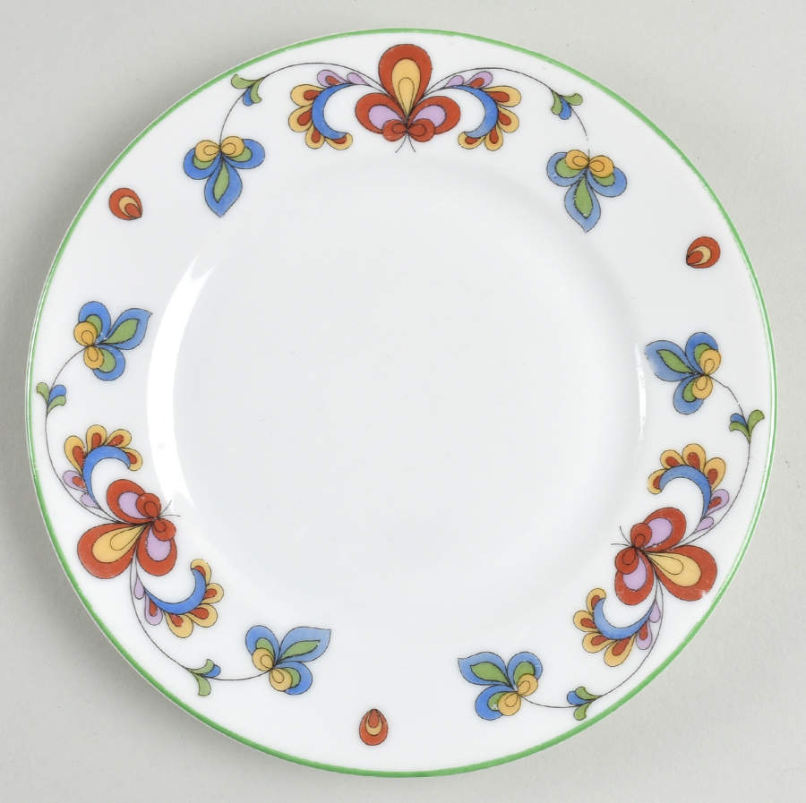 Farmer's Rose (Green Trim) Bread & Butter Plate by Porsgrund-1