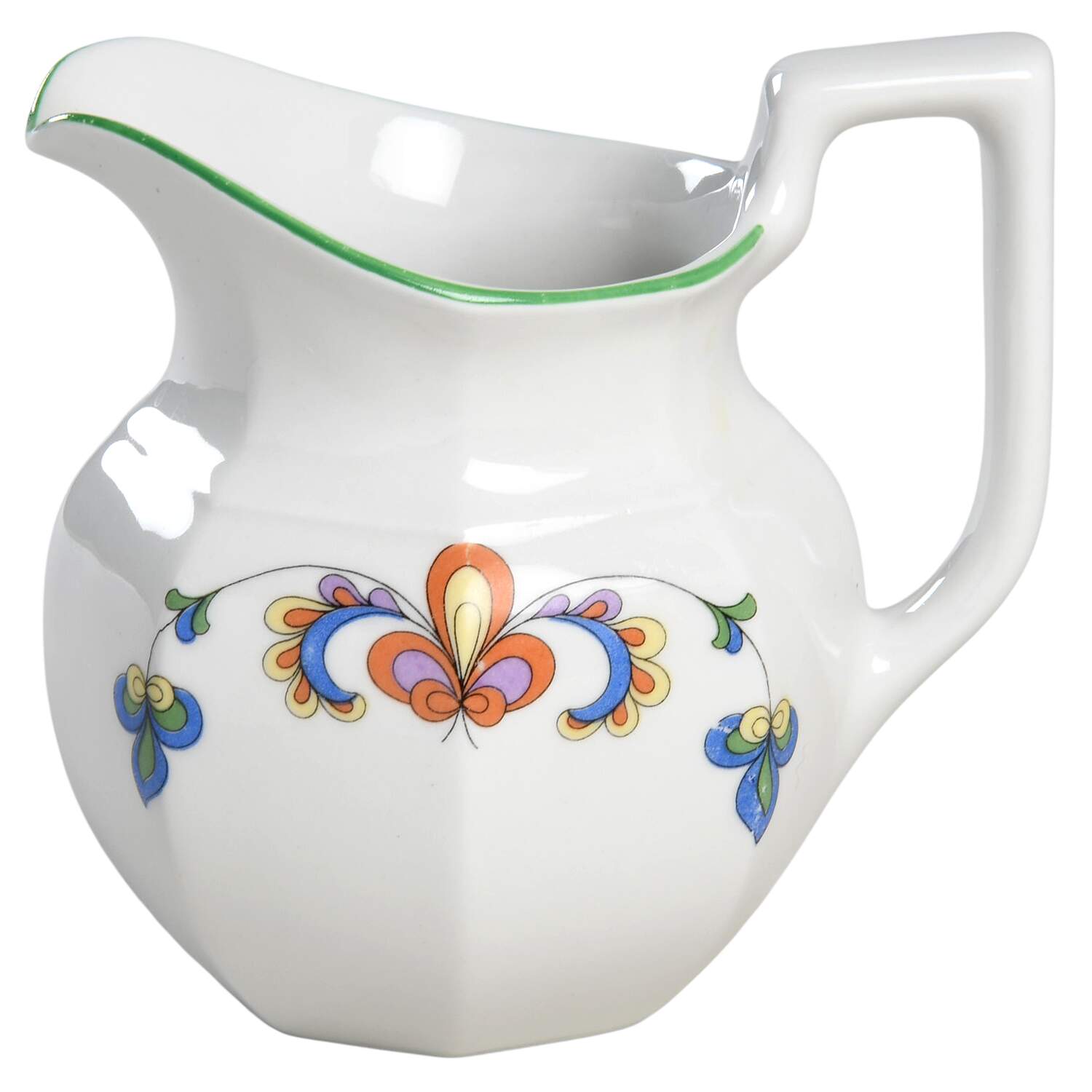 Farmer's Rose (Green Trim) Creamer by Porsgrund-1