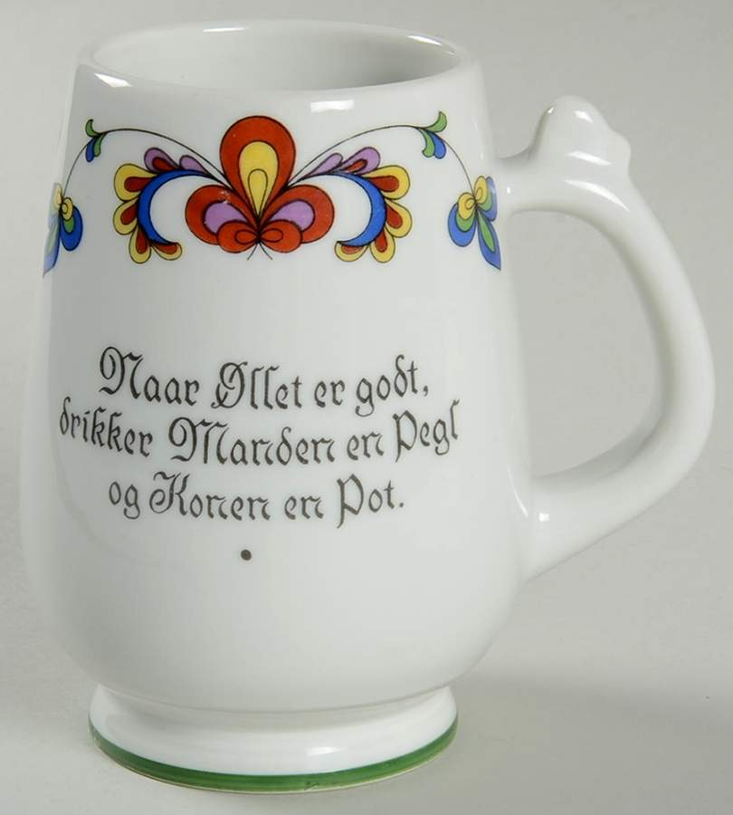 Farmer's Rose (Green Trim) Mug by Porsgrund-1