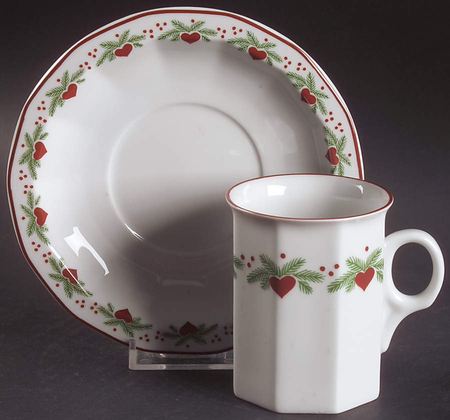Hearts & Pines (Multisided) Flat Cup & Saucer Set by Porsgrund-1