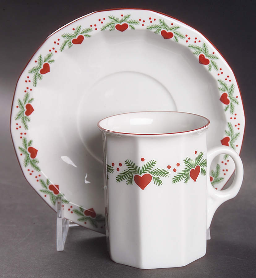 Hearts & Pines (Multisided) Flat Cup & Saucer Set by Porsgrund-1