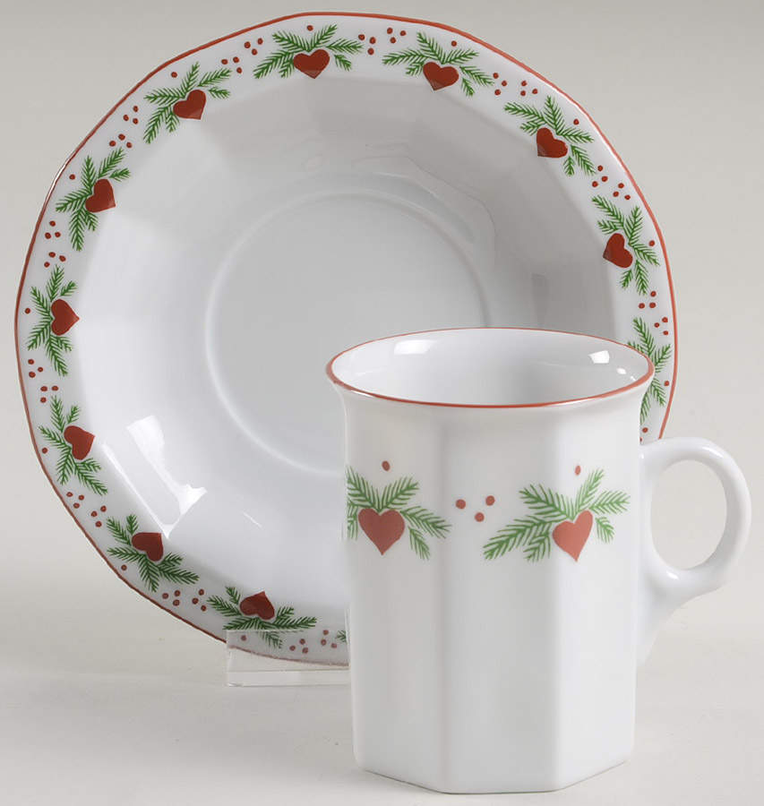 Hearts & Pines (Multisided) Flat Demitasse Cup & Saucer Set by Porsgrund-1
