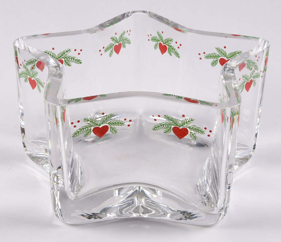 Hearts & Pines (Multisided) Star Shape Glass Candy Dish by Porsgrund-1