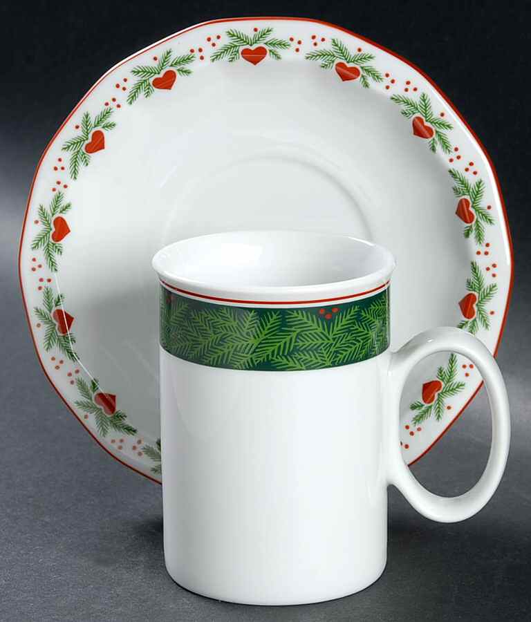Hearts & Pines (Multisided) Flat Cup & Saucer Set by Porsgrund-1