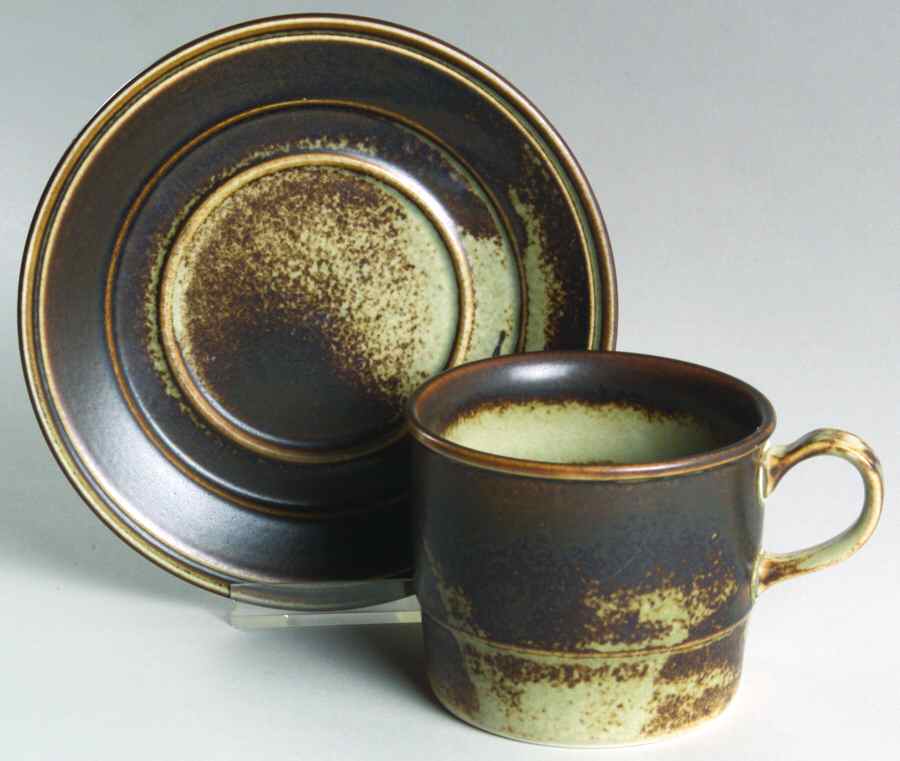 Lava Flat Cup & Saucer Set by Porsgrund-1