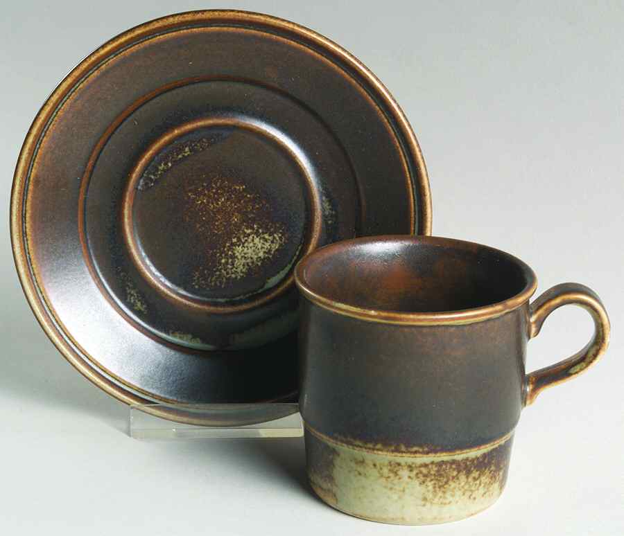 Lava Flat Cup & Saucer Set by Porsgrund-1