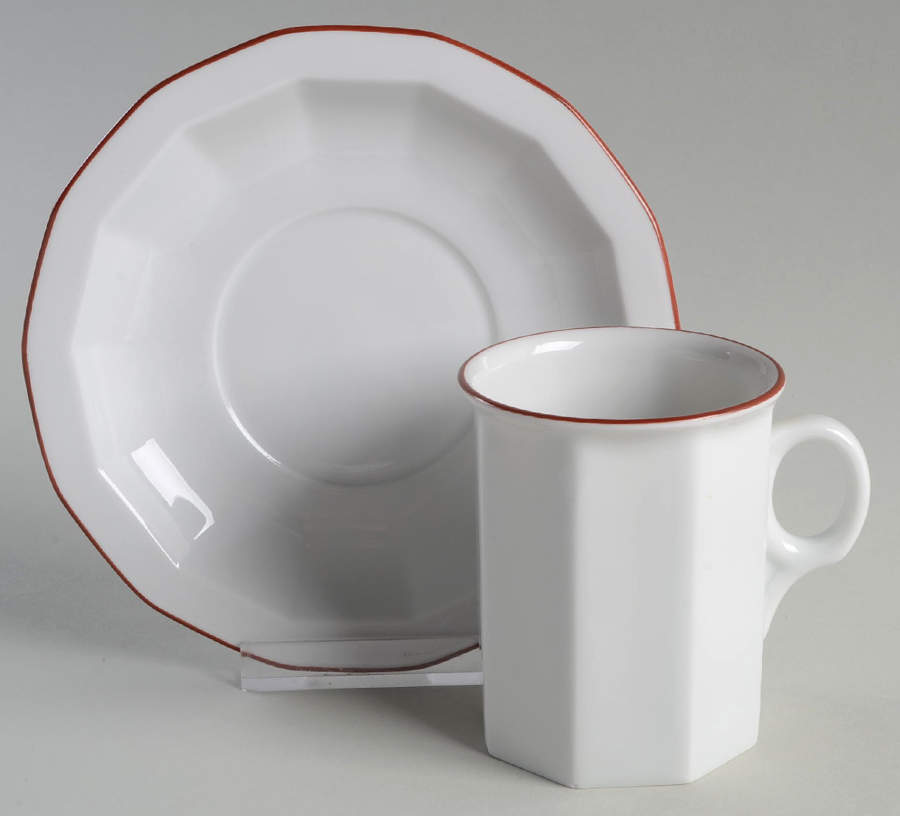 Octavia Red Flat Cup & Saucer Set by Porsgrund-1