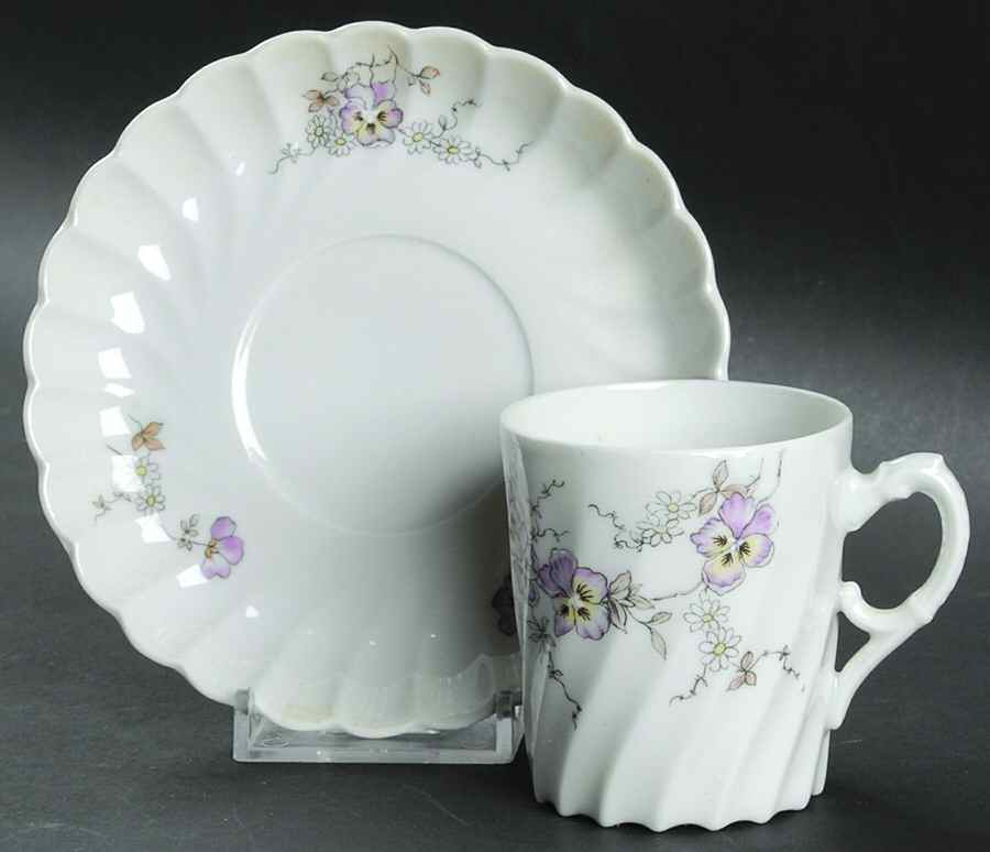 Pansy Flat Demitasse Cup & Saucer Set by Porsgrund-1