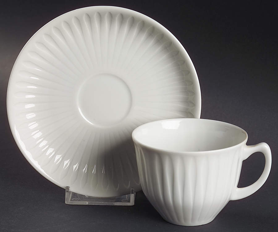 Spire White Flat Cup & Saucer Set by Porsgrund-1