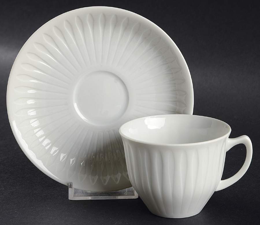 Spire White Flat Demitasse Cup & Saucer Set by Porsgrund-1