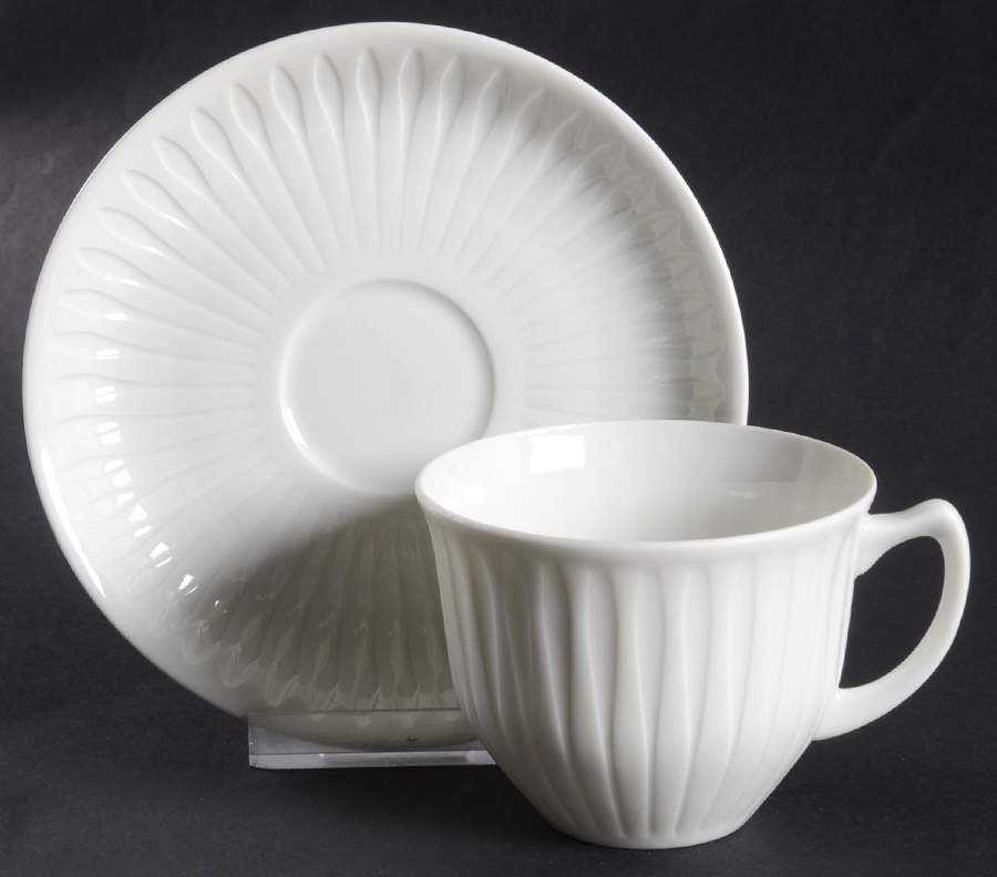 Spire White Flat Cup & Saucer Set by Porsgrund-1