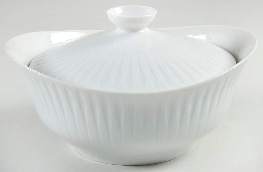 Spire White Round Covered Vegetable by Porsgrund-1